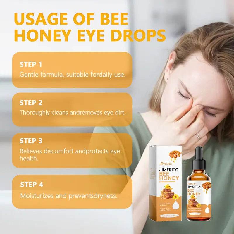 Ximonth Jimerito Honey For Eyes, Refreshing, Moisturizing And Soothing Eye Drops For Dry And Astringent Eyes
