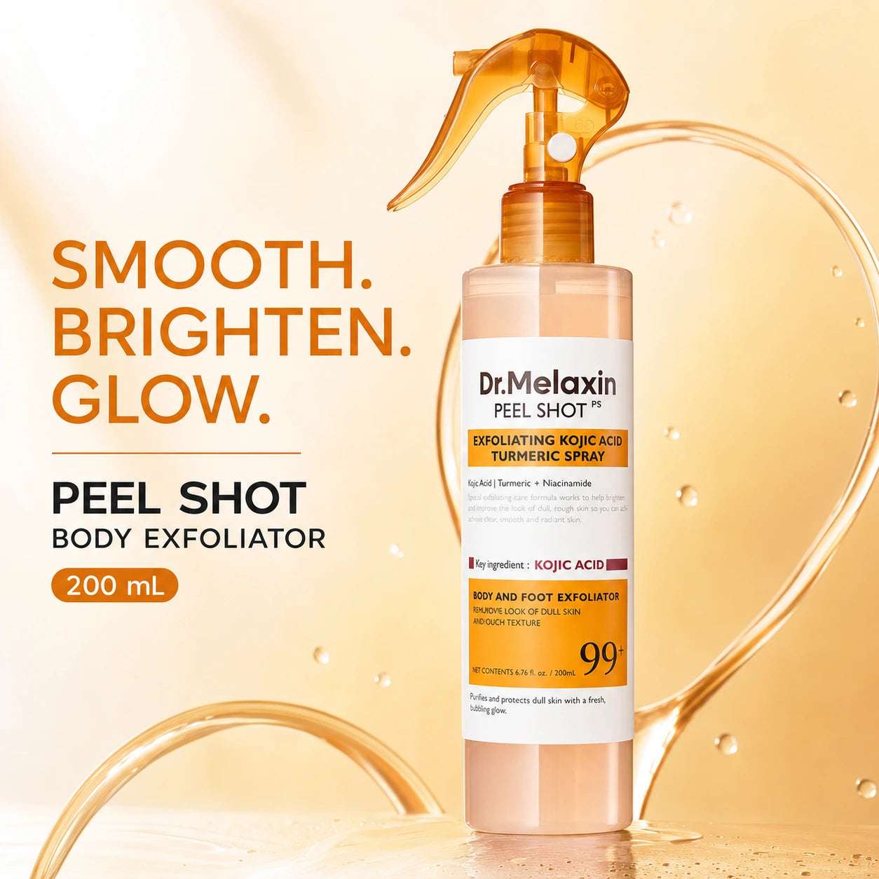 [Dr.Melaxin Official] Peel Shot Keratin Care Kojic Acid Turmeric Spray 200ml Pore Clearing Exfoliating Formula Skin Repair Scrub