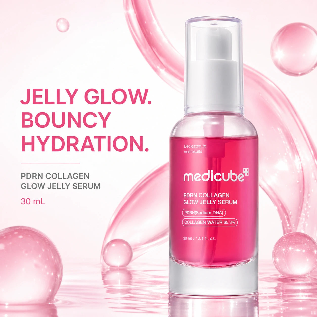 [medicube]  PDRN Pink Collagen Glow Jelly Serum | Lightweight Water-Jelly For Plump & Supple Skin - Radiance & Elasticity Care, Korean Skin Care 1.01 fl.oz