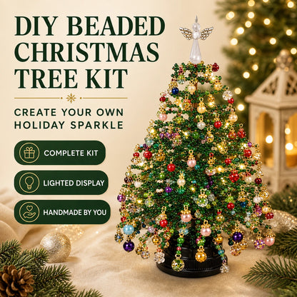DIY Beaded Christmas Tree Kit, Hand‑Made Mini Crystal Bead Xmas Tree Craft Set, Complete Christmas Decoration Making Supplies with Beads, Angel Tree Topper, Base & Accessories, Tabletop Holiday Ornament, Fun DIY Project, Ideal Christmas Gift for Kids & Fa