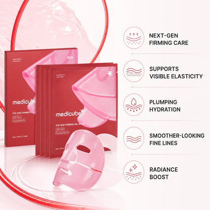[medicube] NAD+ EGF Firming Gel Mask (4 sheets) | Color Changing Red Jelly Mask| NAD+, EGF, Anti-aging, Plumping, Radiance Boosting | Korean Skincare