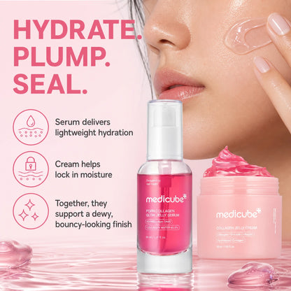 [medicube]  PDRN Pink Collagen Glow Jelly Serum | Lightweight Water-Jelly For Plump & Supple Skin - Radiance & Elasticity Care, Korean Skin Care 1.01 fl.oz