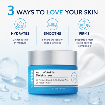 GOPURE Anti Wrinkle Moisturizer - Hydrating Peptide Blend with 4% Glyco-Peptide for Daily Skin Repair & Instant Hydration