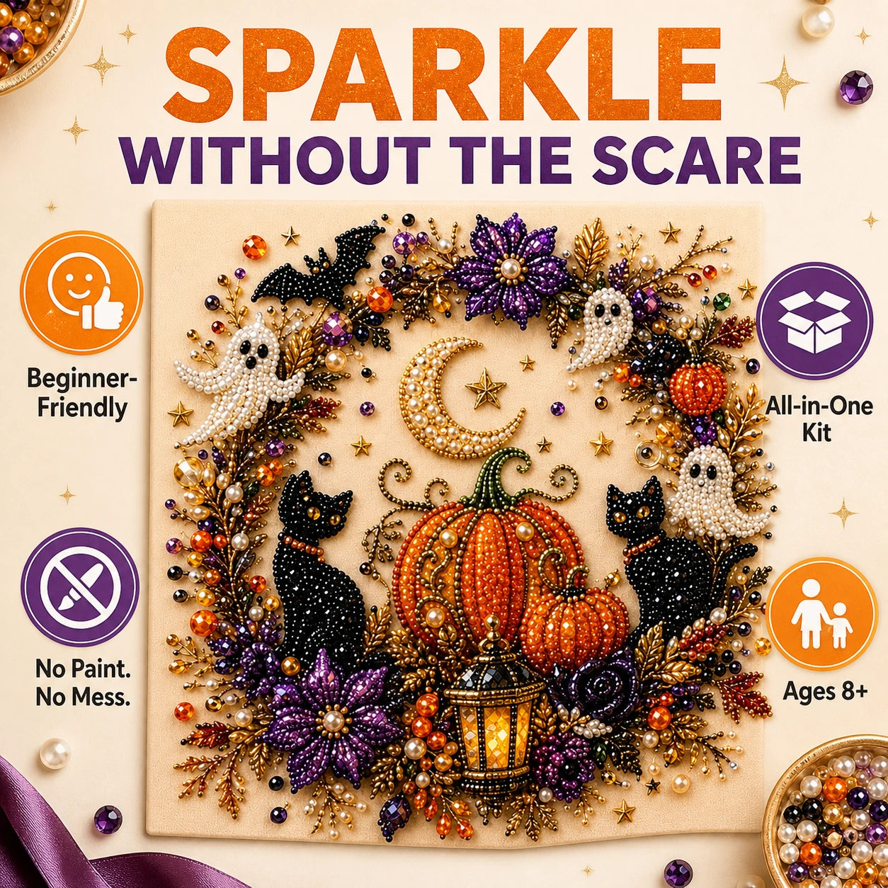 👻 Halloween Ghost Pearl Art DIY Kit