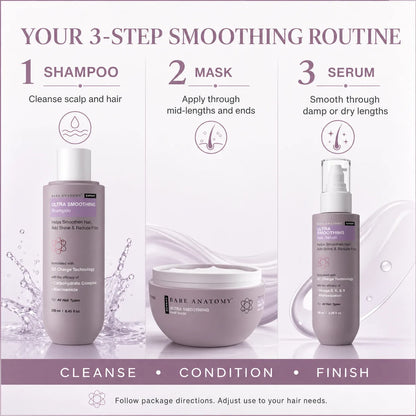 Bare Anatomy Ultra Smoothing Hair Trio – Shampoo, Mask & Serum