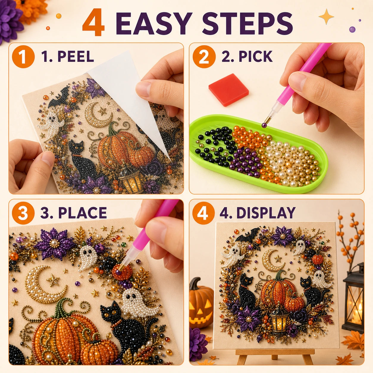 👻 Halloween Ghost Pearl Art DIY Kit