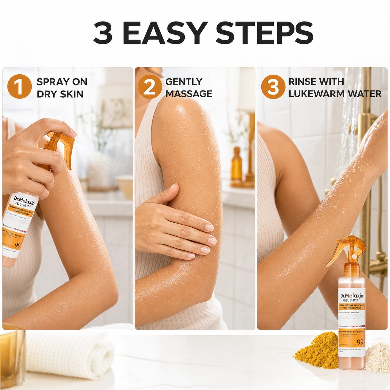 [Dr.Melaxin Official] Peel Shot Keratin Care Kojic Acid Turmeric Spray 200ml Pore Clearing Exfoliating Formula Skin Repair Scrub