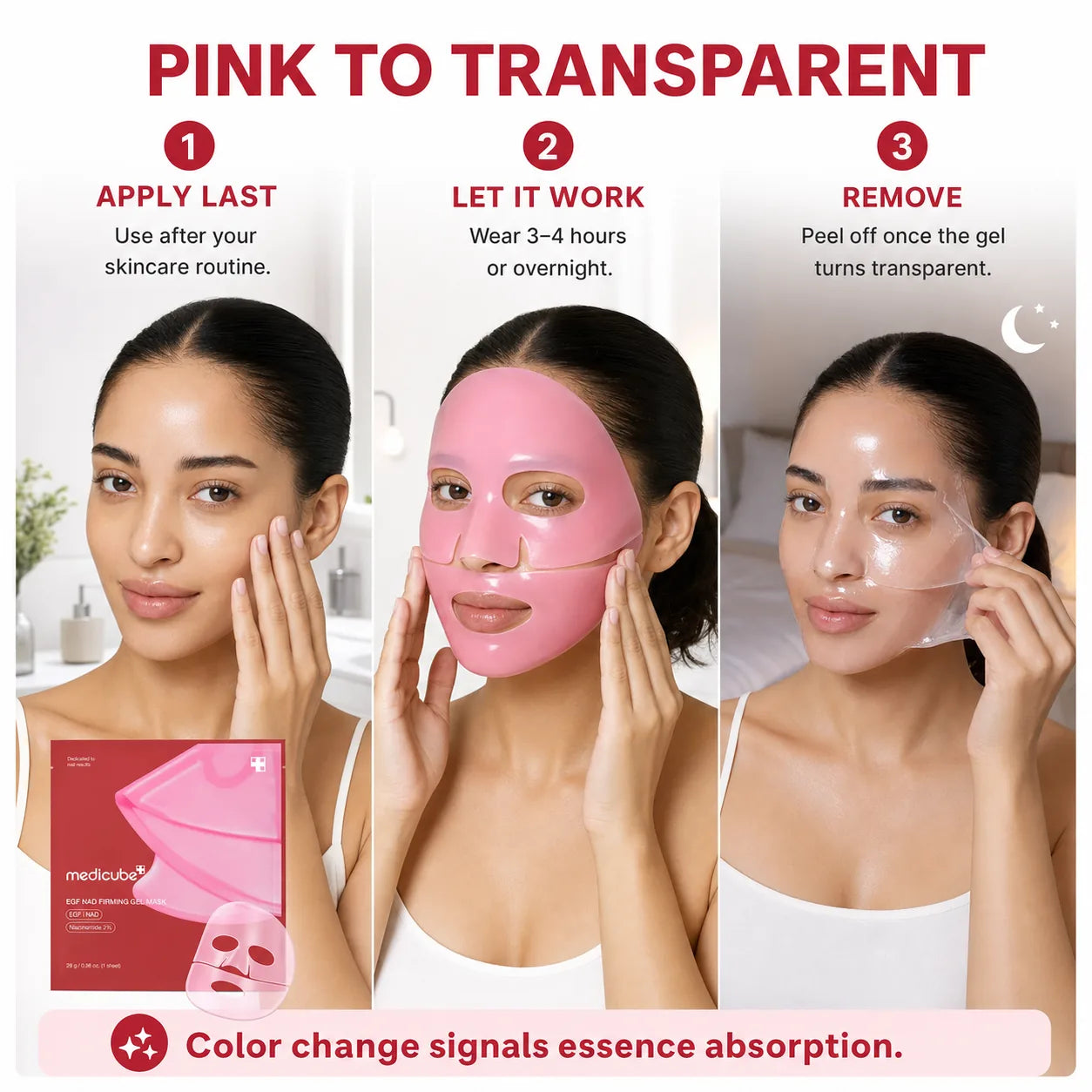 [medicube] NAD+ EGF Firming Gel Mask (4 sheets) | Color Changing Red Jelly Mask| NAD+, EGF, Anti-aging, Plumping, Radiance Boosting | Korean Skincare