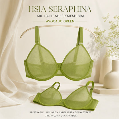 HSIA Seraphina Air Light Breathable Sheer Mesh Halter Bra Plus Size Summer Unlined Full Coverage Bra Underwire Support Non Padded Bra Lightweight Convertible Multiway 5-Way Wear Front Adjustable Detachable Straps Comfort Everyday Womenswear