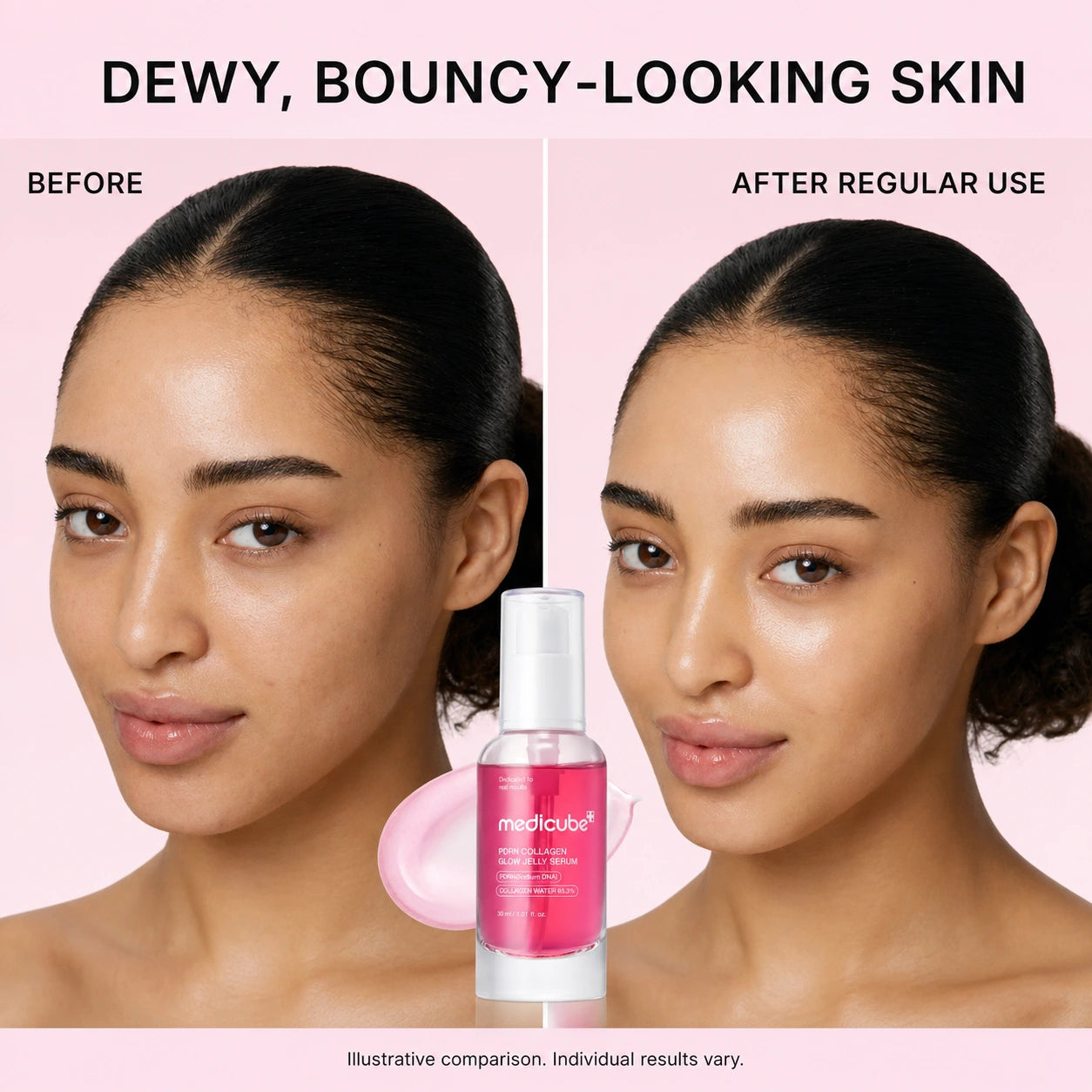 [medicube]  PDRN Pink Collagen Glow Jelly Serum | Lightweight Water-Jelly For Plump & Supple Skin - Radiance & Elasticity Care, Korean Skin Care 1.01 fl.oz