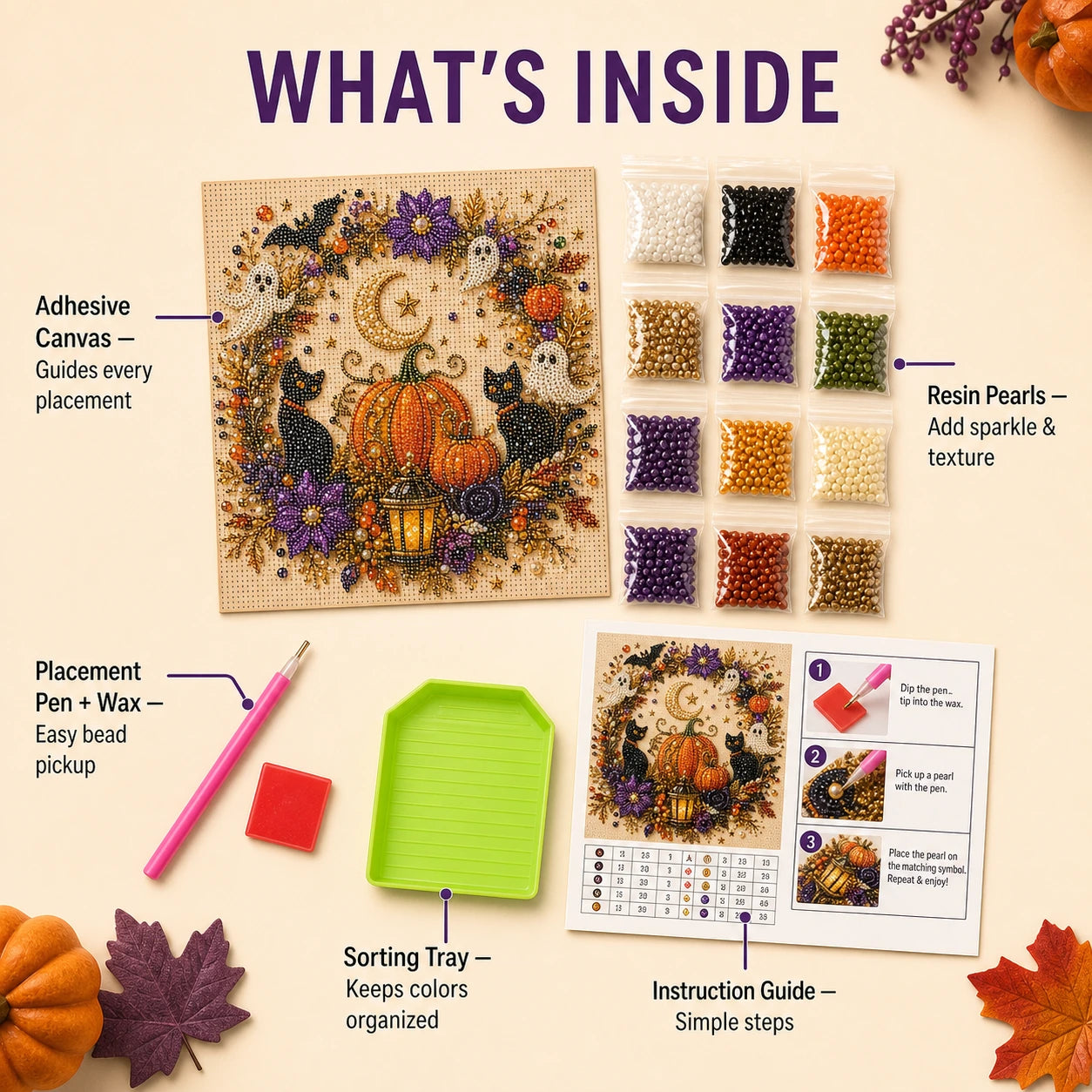 👻 Halloween Ghost Pearl Art DIY Kit
