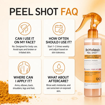 [Dr.Melaxin Official] Peel Shot Keratin Care Kojic Acid Turmeric Spray 200ml Pore Clearing Exfoliating Formula Skin Repair Scrub