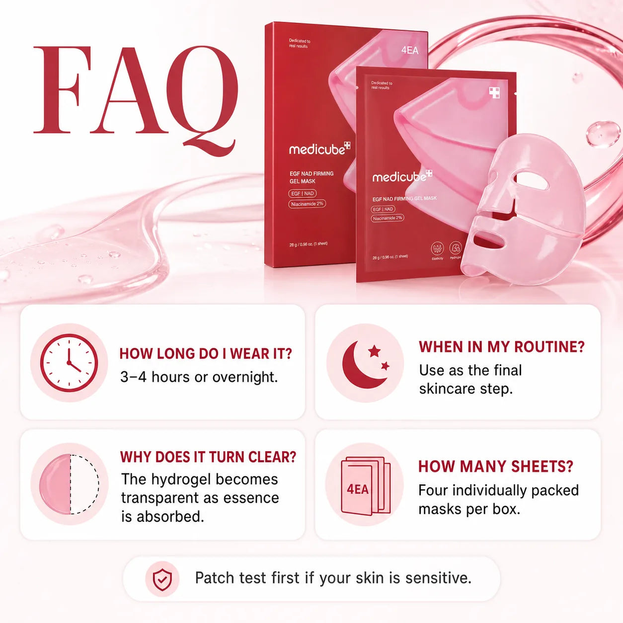 [medicube] NAD+ EGF Firming Gel Mask (4 sheets) | Color Changing Red Jelly Mask| NAD+, EGF, Anti-aging, Plumping, Radiance Boosting | Korean Skincare