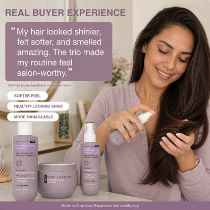 Bare Anatomy Ultra Smoothing Hair Trio – Shampoo, Mask & Serum