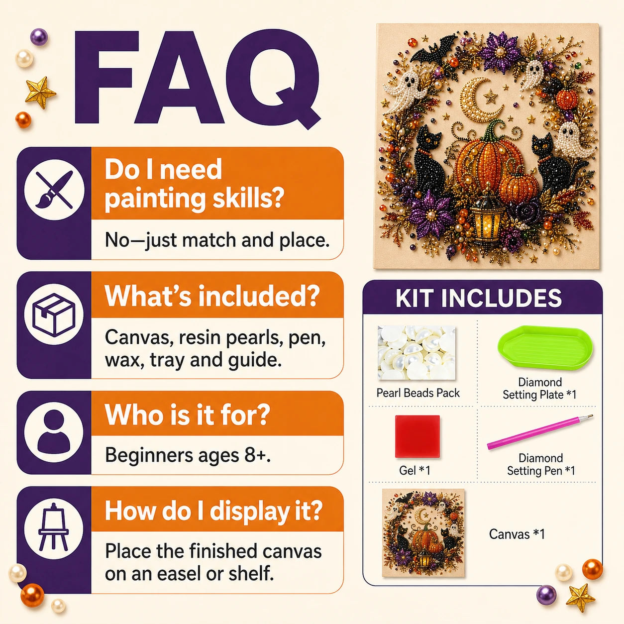 👻 Halloween Ghost Pearl Art DIY Kit