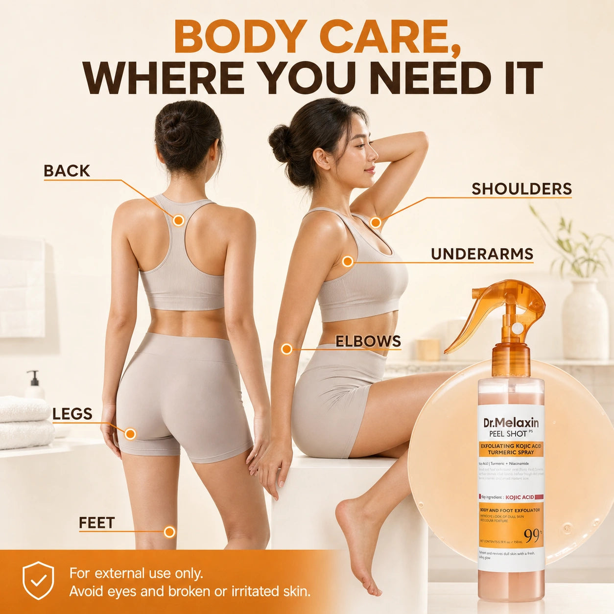 [Dr.Melaxin Official] Peel Shot Keratin Care Kojic Acid Turmeric Spray 200ml Pore Clearing Exfoliating Formula Skin Repair Scrub