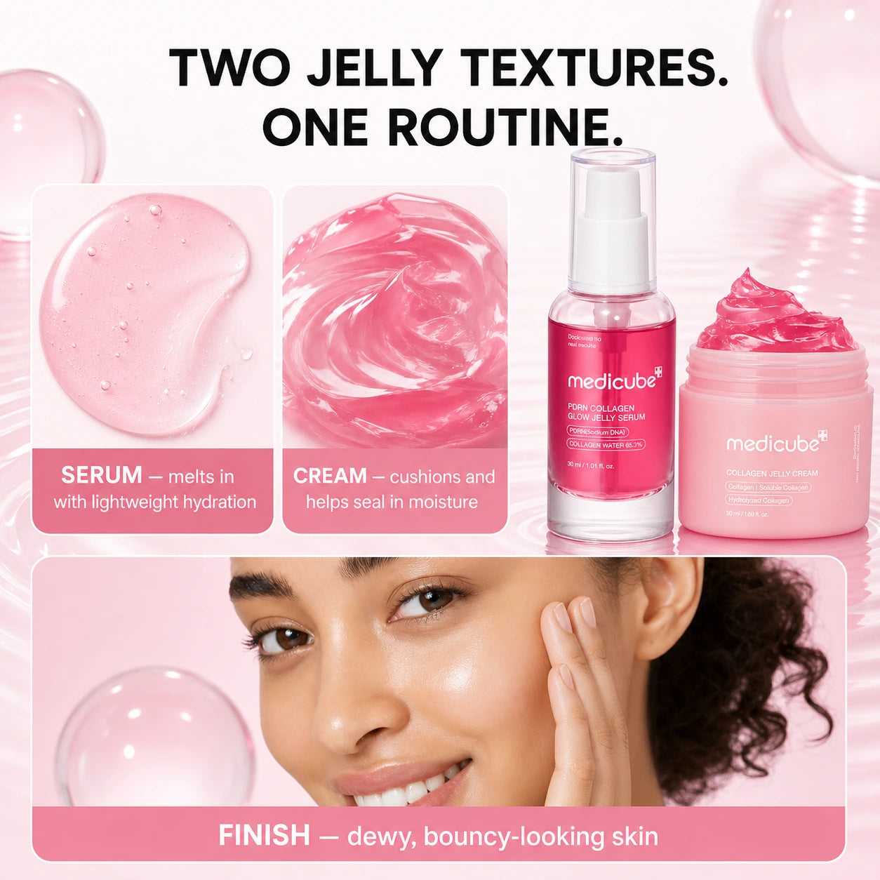 [medicube]  PDRN Pink Collagen Glow Jelly Serum | Lightweight Water-Jelly For Plump & Supple Skin - Radiance & Elasticity Care, Korean Skin Care 1.01 fl.oz