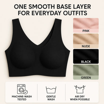 ubras Seamless Bras for Women Full Coverage Wireless Bralette Widen Straps Side Comfortable Breathable Smooth Pull On Bras Smart Size Fabric Stretchy Minimalist Basic Nude Lightweight Womenswear Soft Everyday Bra