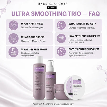 Bare Anatomy Ultra Smoothing Hair Trio – Shampoo, Mask & Serum