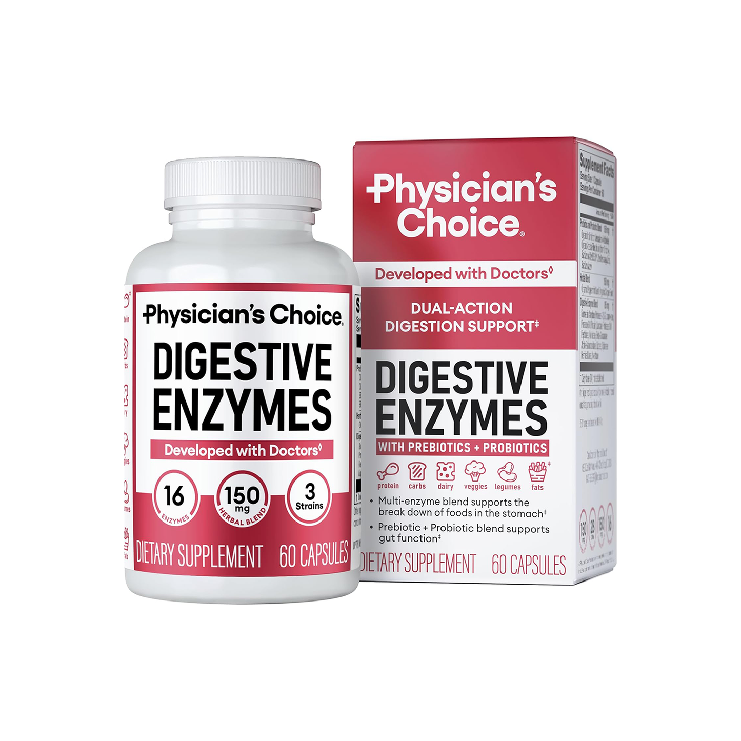 Physician's Choice Digestive Enzymes - Bloating & Mealtime Discomfort Support with Probiotics + Prebiotics for Digestion & Gut Health