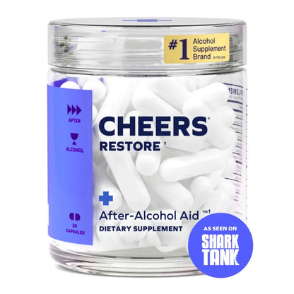Cheers Restore | Supplement with DHM + L-Cysteine | Feel Better After Drinking & Support Your Liver | 12 Doses | Dihydromyricetin, Cysteine, Prickly Pear, B-Vitamins, Ginger