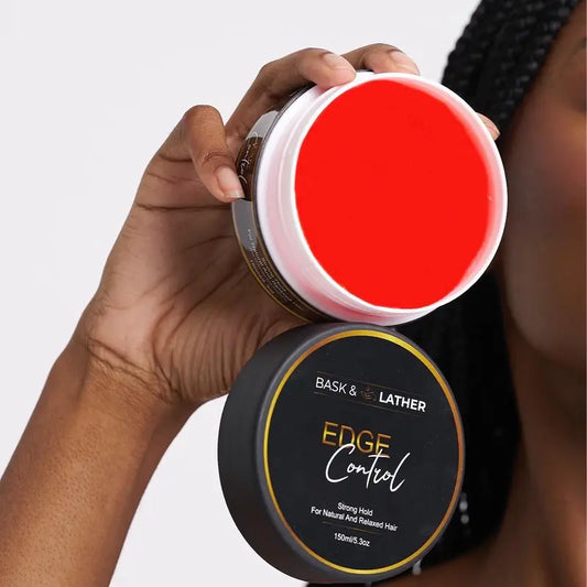 BASK & LATHER Strong Hold Edge Control Gel with Castor Oil, Non-Greasy, Non-Flaking, No White Cast, Long Lasting, Supports Hair Growth, Natural Formula, For All Hair Types
