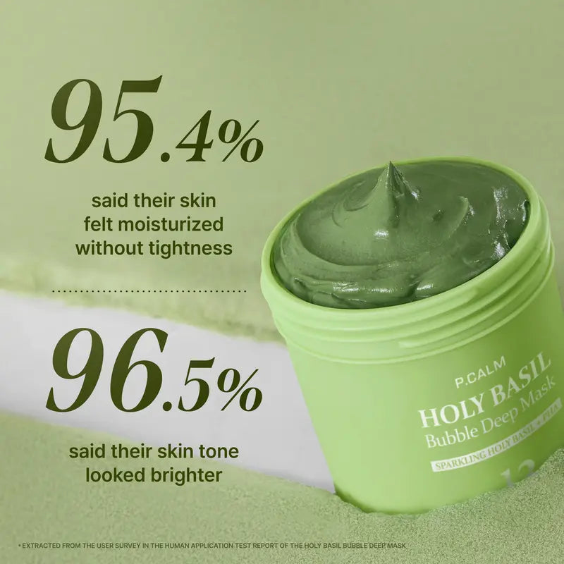 Holy Basil Bubble Deep Mask | Blackhead Removal & Pore Cleansing, Purifying Clay Wash-Off Pack, Carbonated Water, for Sensitive Skin | Korean Skincare, 90g / 3.17 oz