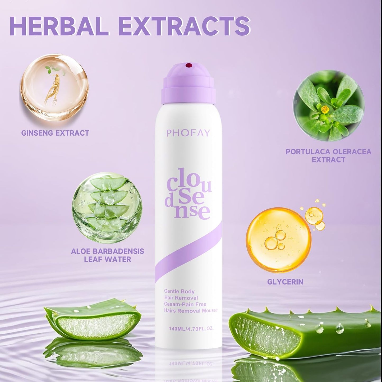 PHOFAY Hair Removal Cream for Sensitive Skin – Fast-Acting, with Aloe & Hyaluronic Acid Spray Depilatory Dermatologist-Recommended