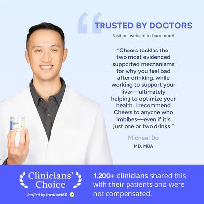 Cheers Restore | Supplement with DHM + L-Cysteine | Feel Better After Drinking & Support Your Liver | 12 Doses | Dihydromyricetin, Cysteine, Prickly Pear, B-Vitamins, Ginger