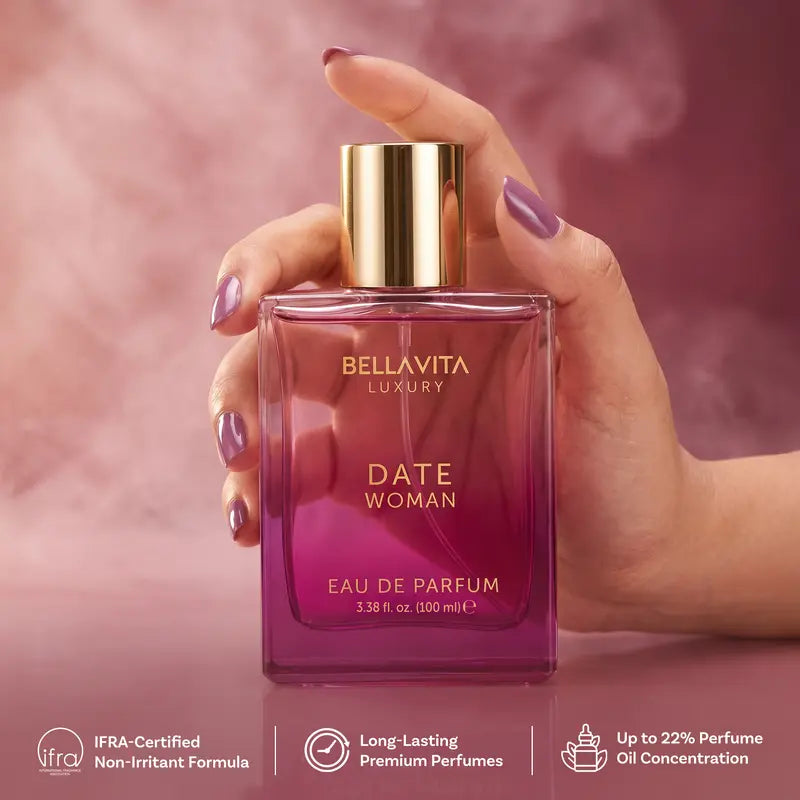 Bellavita Luxury DATE Woman Eau De Parfum 100ML | Romantic Women Perfume | Long Lasting Floral Fruity Fragrance | Perfume for Women | Women Perfume Gift Set | Women’s Day Special