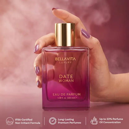 Bellavita Luxury DATE Woman Eau De Parfum 100ML | Romantic Women Perfume | Long Lasting Floral Fruity Fragrance | Perfume for Women | Women Perfume Gift Set | Women’s Day Special
