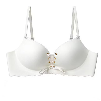 Drawstring Push Up Bra | Instant Cleavage & Anti-Sagging | Add 2 Cups Padded Wireless Strapless Bras Comfort Bra for A B C Cups Womenswear Minimalist Pink