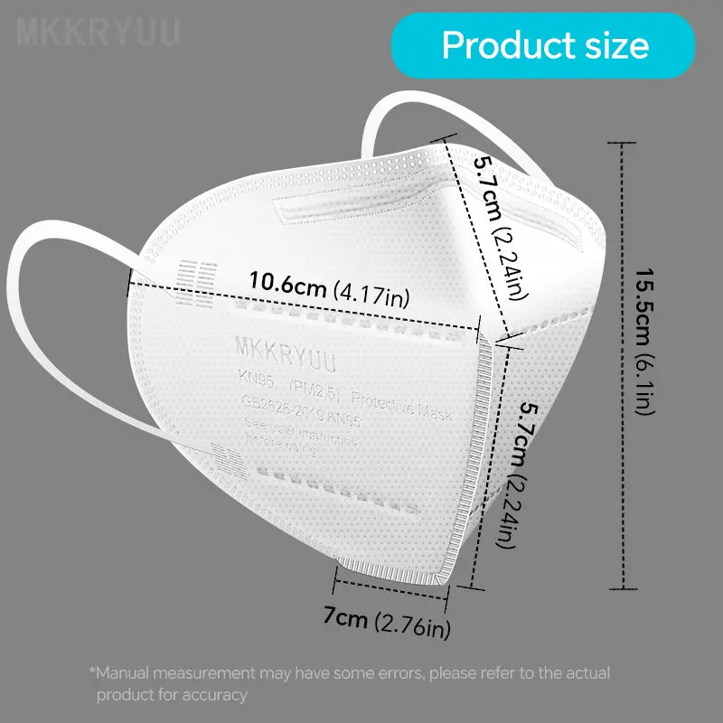KN95 Mask, 5-layer breathable mask, filtration efficiency>95%, suitable for construction sites, decoration outdoors, protecting your health