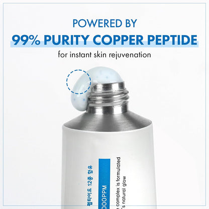 TOSOWOONG Copper Peptide 12 Cream, 99% Purity of Copper Tripeptide-1, GHK-Cu, 12 Multi-Peptide Powerful Anti Aging Formula for Fine Lines, Firming, Skin Elasticity, Korean Skincare, 50ml / 1.69 fl.oz.