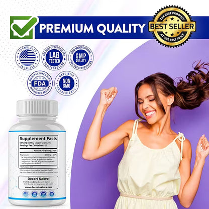 Complejo de Magnesio 7 Suplemento de Magnesio Elemental 1000mg – Glicinato, Citrato, Malato, Taurato, Óxido, Aspartato, Orotato de Magnesio No GMO 90 Cápsulas-L