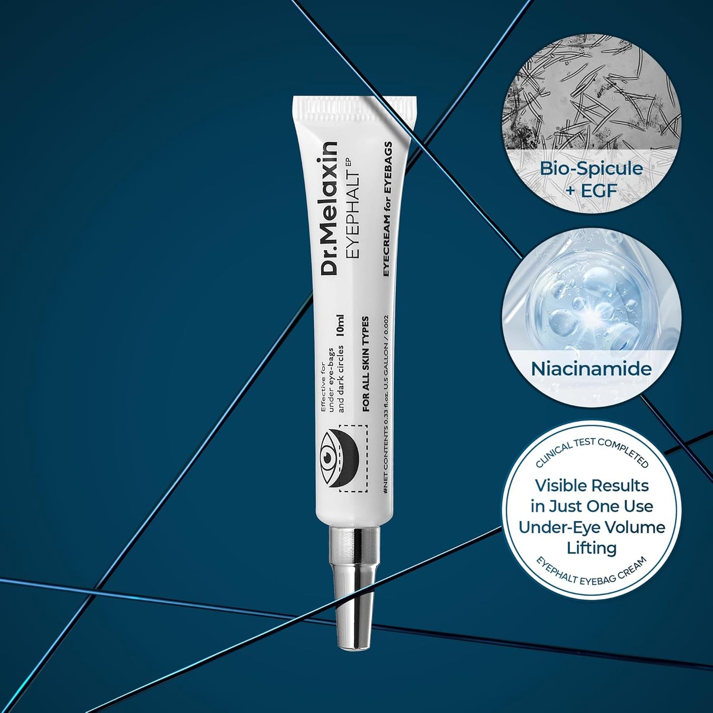 Dr.Melaxin  Eyephalt  Eye Cream | Eye Bag Remover Puffiness, Dark Circles, Wrinkles, Eye Skin Care EGF Anti-Aging, Niacinamide & Ceramide, 0.33 fl.oz