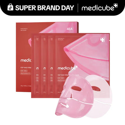 [medicube] NAD+ EGF Firming Gel Mask (4 sheets) | Color Changing Red Jelly Mask| NAD+, EGF, Anti-aging, Plumping, Radiance Boosting | Korean Skincare