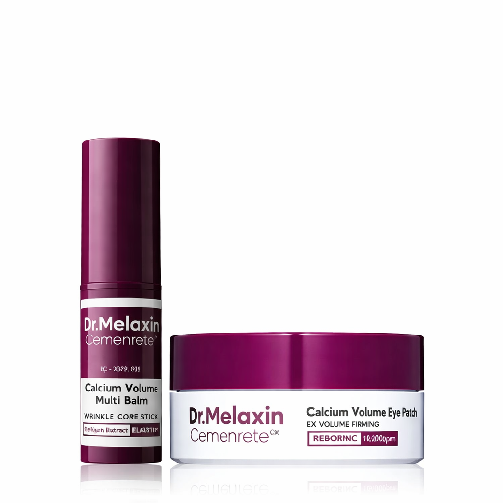 Dr.Melaxin Calcium Volume Multi-Balm + 60pcs Eye Patch Duo，Elasticity & Skin Repair Set, Korean Skincare with Collagen Extract