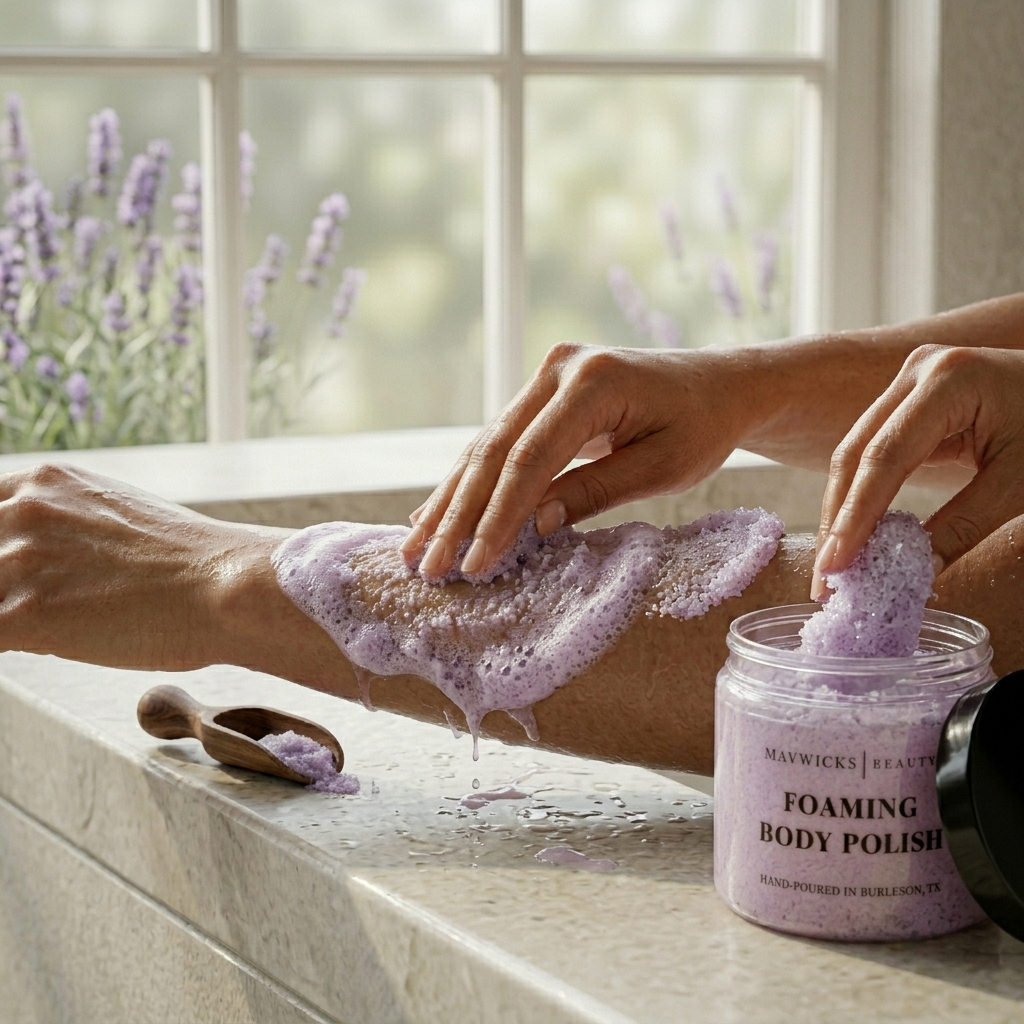 Rich foaming lather of Mavwicks Body Polish