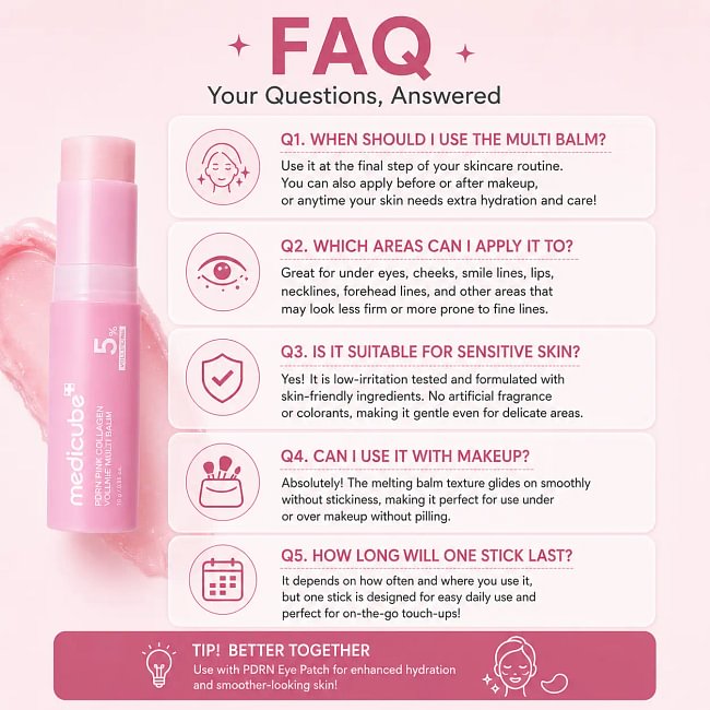 [NEW] [medicube] PDRN Pink Collagen Volume Multi Balm | All In One Volufiline, PDRN, NAD Stick for Youthful-Looking, Helping Look of Fine Lines, Firming Care, Anti-Aging Care | For Under-Eyes, Neck, Forehead, Smile Lines, Lip Care | Korean Skincare