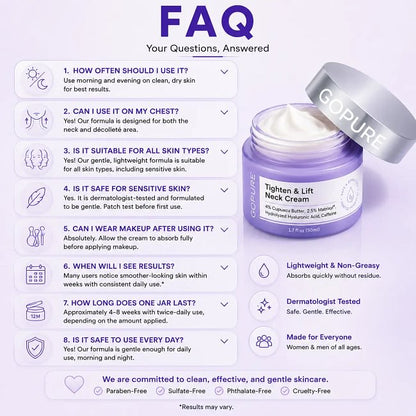 GOPURE Neck Cream Tighten & Lift Firming Cream for Crepey Skin