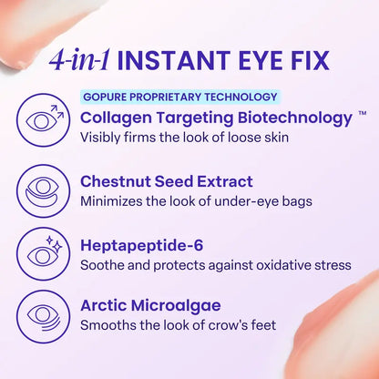 🏆NEW! GOPURE Instant Lift Eye Gel - For Puffiness & Bags, Wrinkles, Fine Lines and Dark Circles, Anti Aging Skin Care for Men & Women with Collagen Targeting Biotech