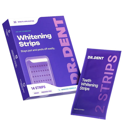 🦷DRDENT Purple Teeth Whitening Strips - 7/21 Whitening Sessions - Non Sensitive Teeth Whitening - Peroxide-Free🦷