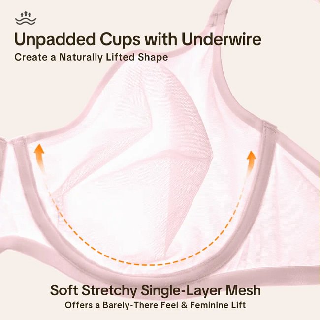 HSIA Seraphina Air Light Breathable Sheer Mesh Halter Bra Plus Size Summer Unlined Full Coverage Bra Underwire Support Non Padded Bra Lightweight Convertible Multiway 5-Way Wear Front Adjustable Detachable Straps Comfort Everyday Womenswear