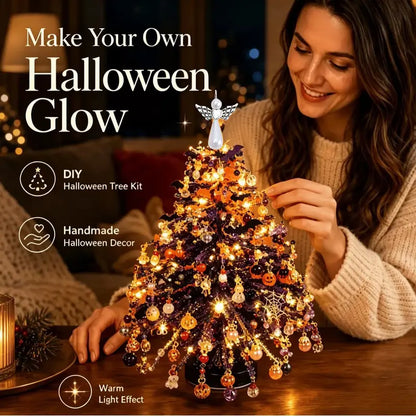 DIY Beaded Christmas Tree Kit, Hand‑Made Mini Crystal Bead Xmas Tree Craft Set, Complete Christmas Decoration Making Supplies with Beads, Angel Tree Topper, Base & Accessories, Tabletop Holiday Ornament, Fun DIY Project, Ideal Christmas Gift for Kids & Fa