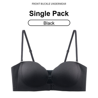 Womens Strapless Front Closure Bra Push Up Lift Bra Padded Add Cup Non Slip Anti-Slip Grip & Removable Straps Fit Outfits Wireless Supportive Seamless Comfortable