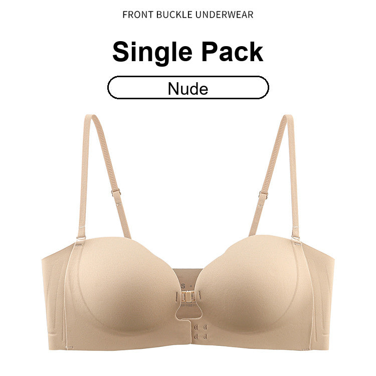 Womens Strapless Front Closure Bra Push Up Lift Bra Padded Add Cup Non Slip Anti-Slip Grip & Removable Straps Fit Outfits Wireless Supportive Seamless Comfortable
