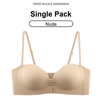Womens Strapless Front Closure Bra Push Up Lift Bra Padded Add Cup Non Slip Anti-Slip Grip & Removable Straps Fit Outfits Wireless Supportive Seamless Comfortable
